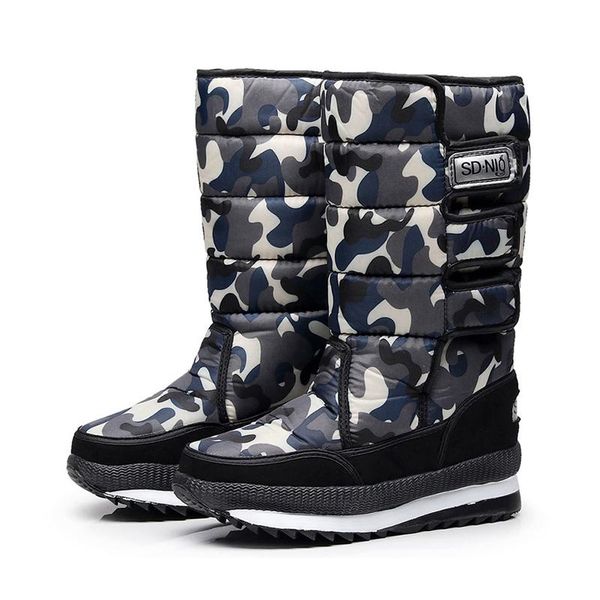 

boots fashion women snow winter female thick plush waterproof non-slip thigh high warm fur woman shoes, Black