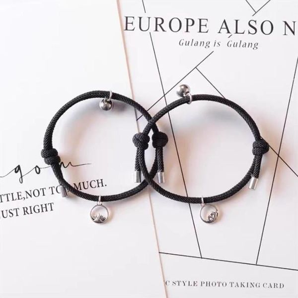 

mountain sea eacher jewelry lovers bracelets magnets for girlfriends men women gifts braided rope charm, Golden;silver