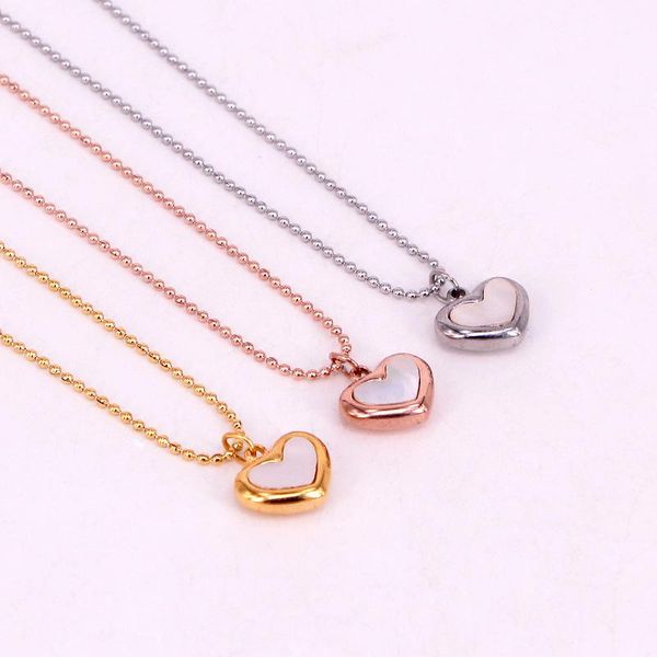 

pendant necklaces fashion love stainless steel shell heart necklace bead chain rose gold color women female party gift, Silver