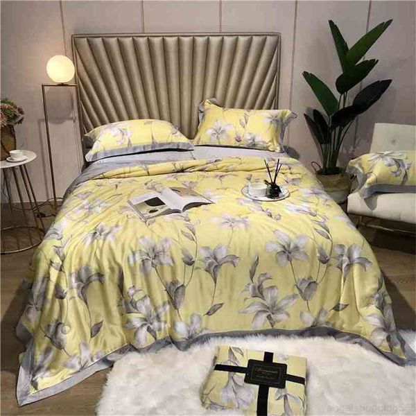 

summer air conditioning tencel silk throw blanket quilt bedspread cover king  size bed set pillowcase colcha couvre lit