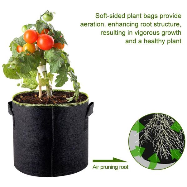 

planters & pots 5pcs 5/7/10 gallons fabric garden raised bed round planting container grow bags planter pot for plants nursery