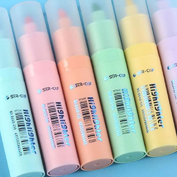 

highlighters water-based marker pen highlighter erasable ink pastel paint learning for drawing brush tip writing journal stationery colo y1t, Black;red