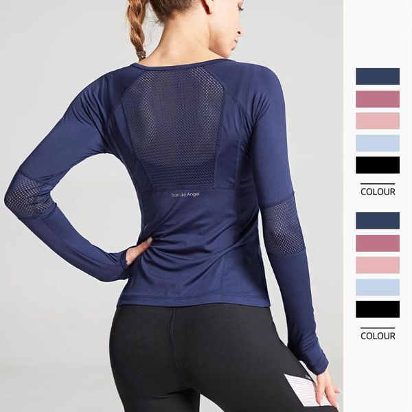 

yoga outfit women's sports wear fitness women jersey knitting long sleeve gym woman tight sport shirt female workout t-shirt