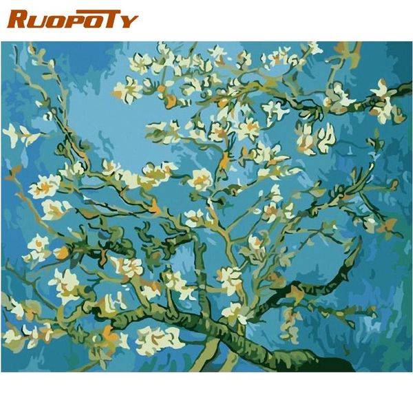 

paintings ruopoty frame diy painting by numbers classical flower famous picture acrylic paint gift for home decors artwork