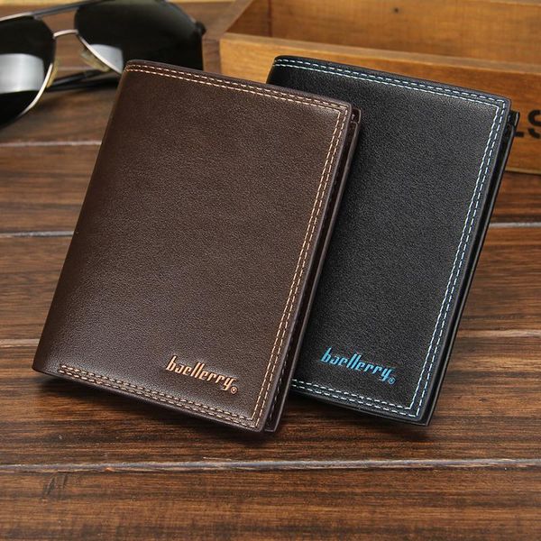 

wallets baellerry arrival short slim men's 4 colors brand design multifunctional leather purses card holder male wallet, Red;black