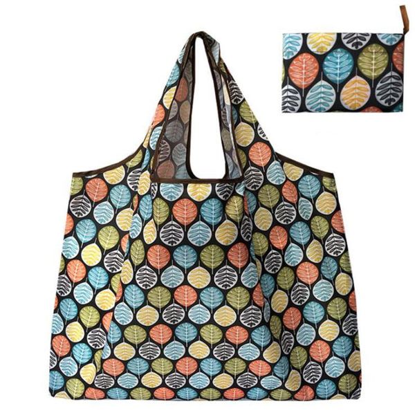 

big size thick magic style nylon large tote eco reusable polyester portable shoulder handbag folding pouch shopping bag foldable bags