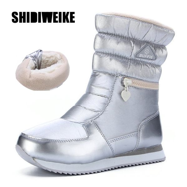 

winter fashion women boots mixed natural wool female warm boots waterproof thick fur silver lady snow boots q960 210611, Black