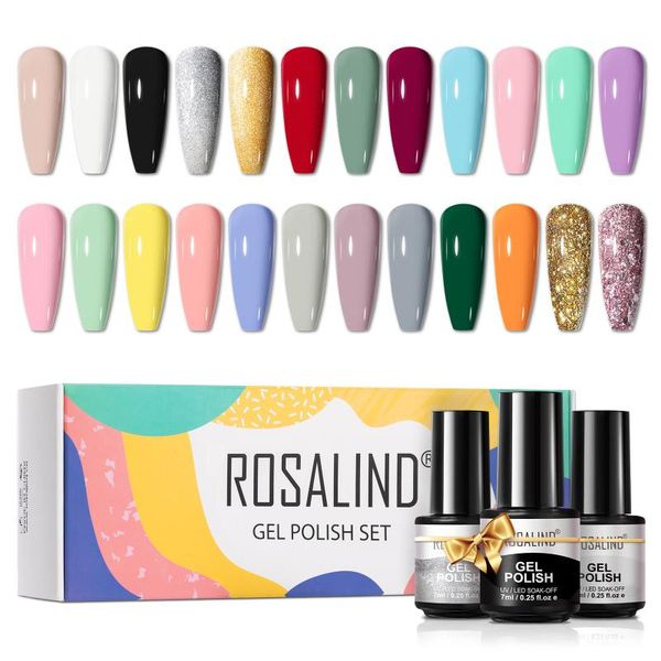 

nail art kits rosalind 7ml pure color gel polish set soak off hybrid varnish bright for nails salon supplies design led/uv lamp kit