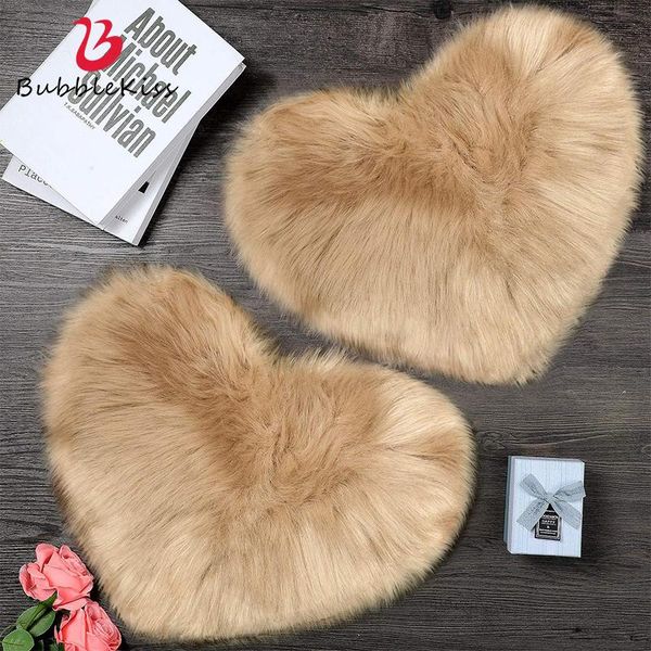 

carpets bubble kiss 2 packs heart-shape shaggy fluffy plush area rug soft faux fur wool carpet for living room decor parlor floor mat