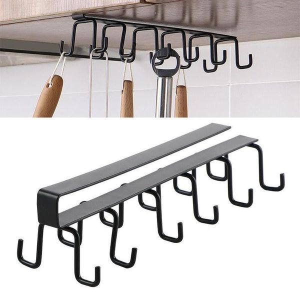 

hooks & rails 1pcs kitchen double-row storage iron rack punch-cup shelf home hanging multifunction accessories hange i1k5