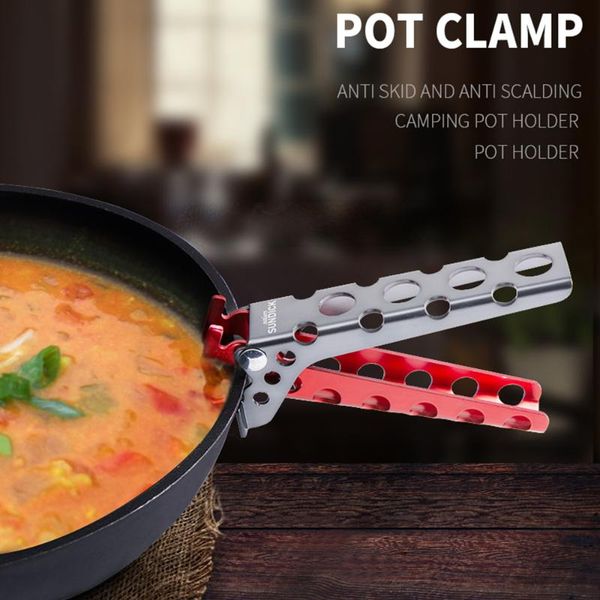 

camp kitchen aluminum pot clamp pan handler lifter cooking gripper camping cookware dish holder tool accessories