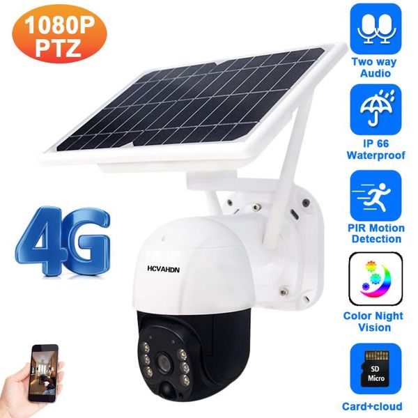 

cameras 1080p 4g camera sim card solar panel outdoor color night vision wifi cctv ip security surveillance wireless 2mp ptz cam