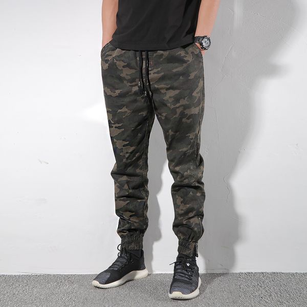 

men's pants american street style fashion jeans jogger camouflage cargo men military army homme hip hop 4xl u2sy, Black
