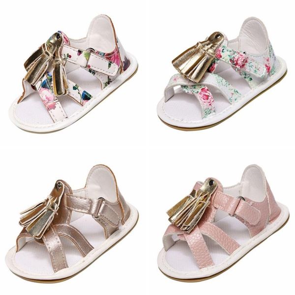 

cute summer girls pu small fringed sandals baby soft and comfortable single shoes born rubber toddler, Black;red