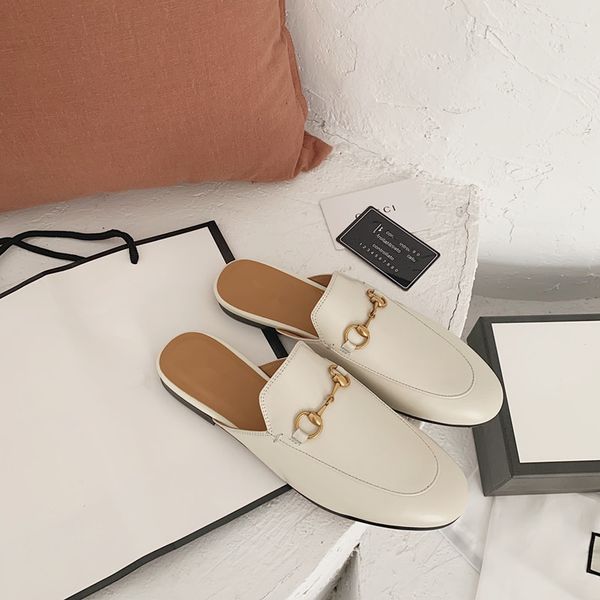 

2021 latest women's sandals semi slippers fashion luxury custom leather interior soft comfortable exquisite workmanship 35-40 classic s, Black