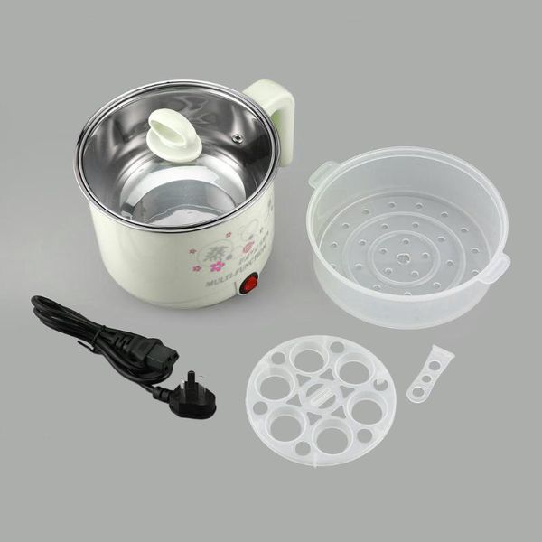 

1.8l electric cooker with steamer pot multifunction stainless steel noodles pots rice steamed eggs pan soup au plug skillets