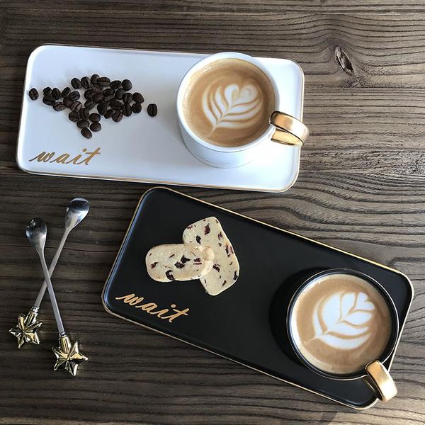 

cups & saucers coffee mug cup glass mugs set white black couple tea ceramic christmas 2021 gift teaware tazas de cafÃ© tasse kkubekubek