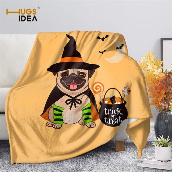 

blankets throw blanket halloween pug printed super soft microfiber home textile bedding cute puppy plush thin quilt for kids