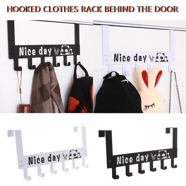 

creative simple wrought iron door hook no t race punching storage rack for bathroom kitchen bedroom hanger with 6-hook hooks & rails