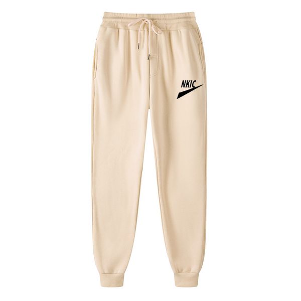 

2022 men fashion cotton elasticity pants casual autumn winter brand logo streetwear loose straight-leg pants trousers high quality, Black