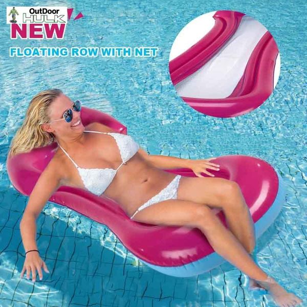 

life vest & buoy 2021 foldable portable water hammock inflatable pvc sofa mattress lounger floatsing swimming pool sleeping cushion bed