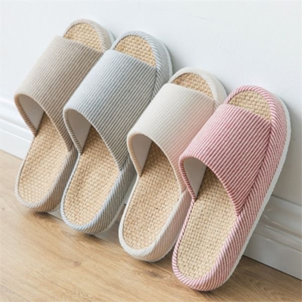 Confortável Unisex Bed Slippers Mulheres Designer Casa Linho Praia Sapatos Harajuku Bohemia Estilo Slides Feminino Flip Flops Y1120