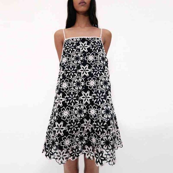 

za summer women camisole dress slash neck floral backless dresses lady party vestido elegant girl a-line causal outfits 210422, Black;gray