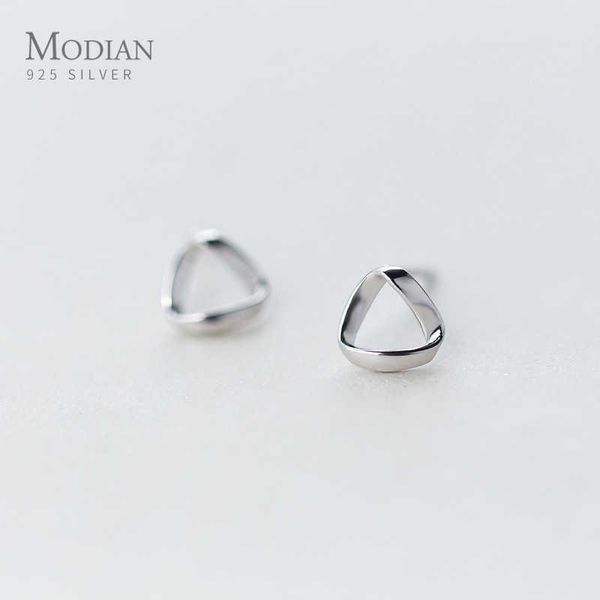

trendy 100% 925 sterling silver geometric small stud earrings for women cute romantic jewelry gift 210707, Golden;silver