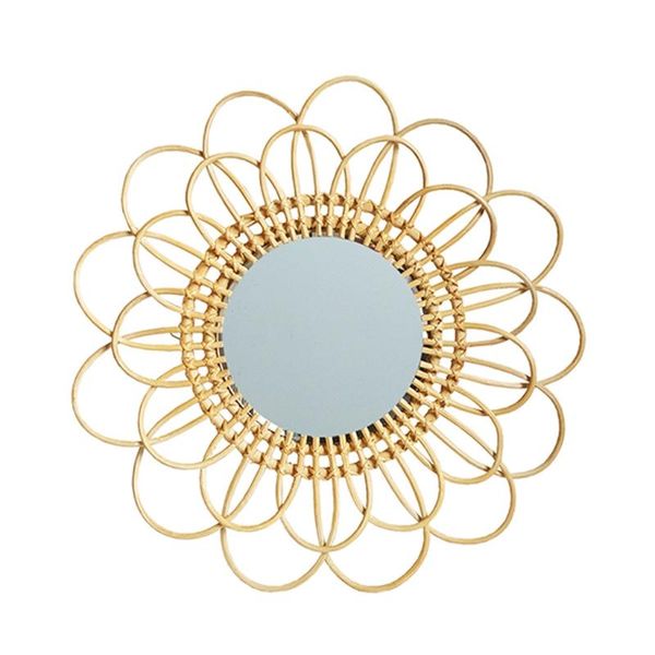 

60cm rattan dressing mirror innovative art decor flower makeup mirrors bathroom bedroom wall hanging