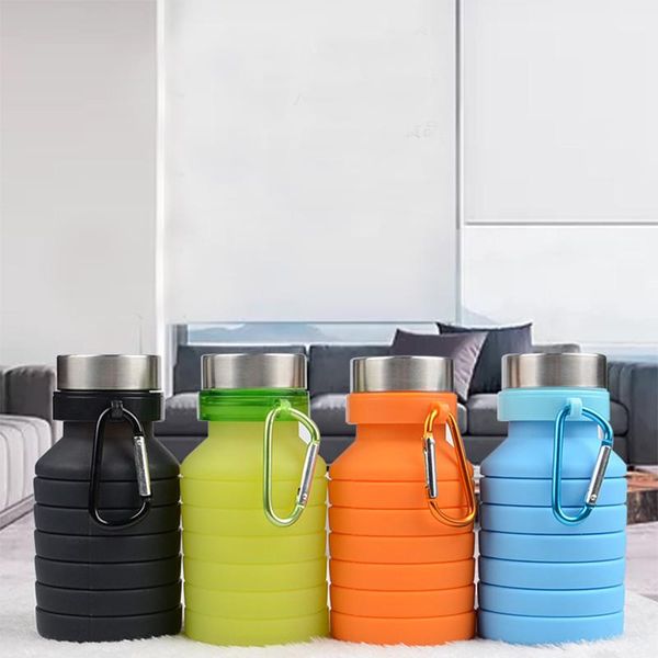 

water bottles 100pcs 550ml portable silicone folding bottle retractable outdoor climbing travel collapsible sports kettle