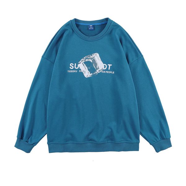 

sweatshirts creative ice block printed sweater mens high street fashion brand loose round neck long sleeve bf trend pullover hoodie, Black