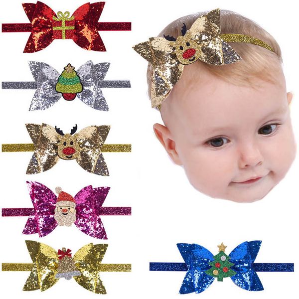 

girls hair accessories christmas baby headbands childrens bow sequin head bands hairbands b8207, Slivery;white
