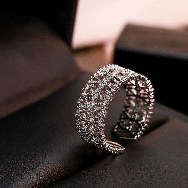 

cluster rings tiny trendy cubic zirconia crystal hollow out gold luxury cz stone open adjustable for women jewelry j-z0093, Golden;silver