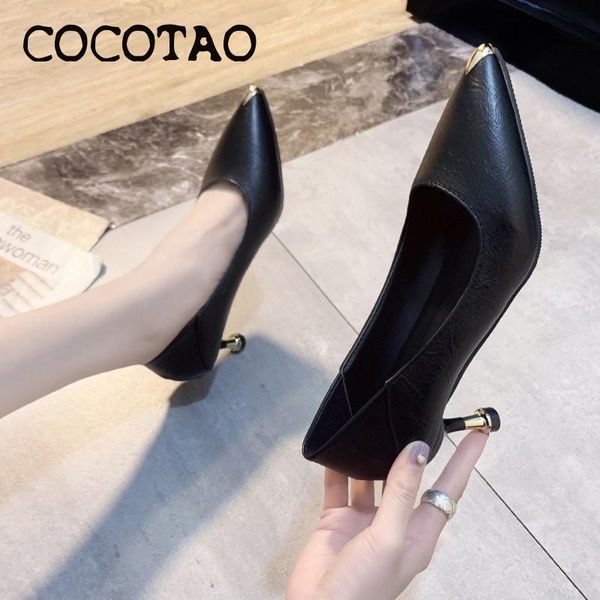 

dress shoes high-heeled with spring and summer 2021 fashion wild shallow mouth lazy one-pedal professional heeled work, Black