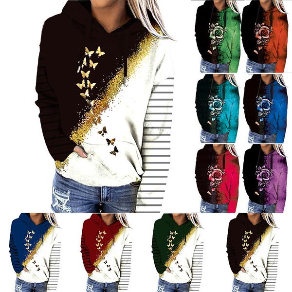 

women's printed hooded sweater et women's autumn and winter 2021, Black