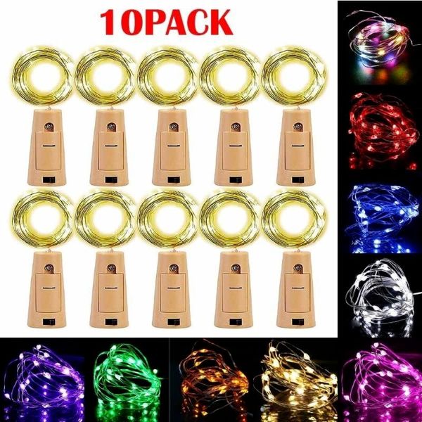 

strings 10 pack solar wine bottle cork lights, 3m 30 leds copper wire fairy garland string lights for xmas wedding party art decor lamp