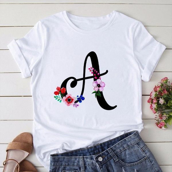 

summer letter printed harajuku short womens t shirts sleeved o neck tees girl tee femme, White