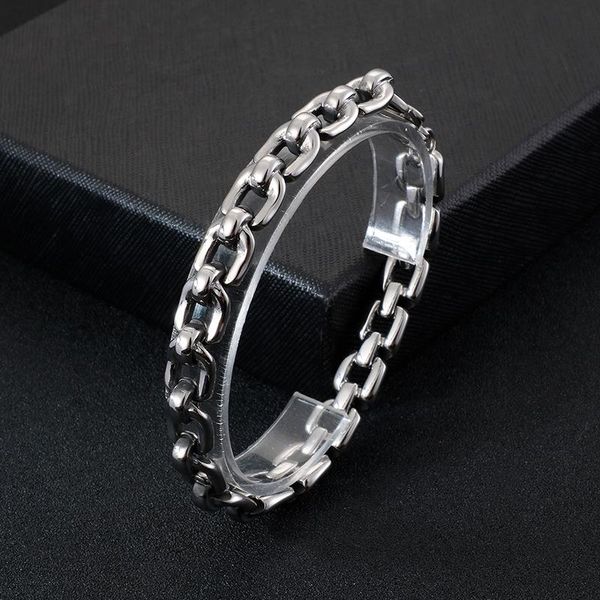

tennis 8.5'' 10mm solid pure 316l stainless steel biker casting link chain skull cross bangle for mens cool gifts, Golden;silver