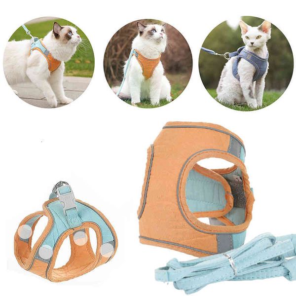 

dog cat harness vest with walking lead leash adjustable puppy kitten collar cotton soft harness for small medium dogs chihuahua