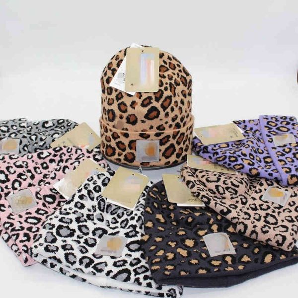 

knit leopard printed hats wool soft quality designer name brand knitting warm beanie bonnets customer removable hair ball, Blue;gray