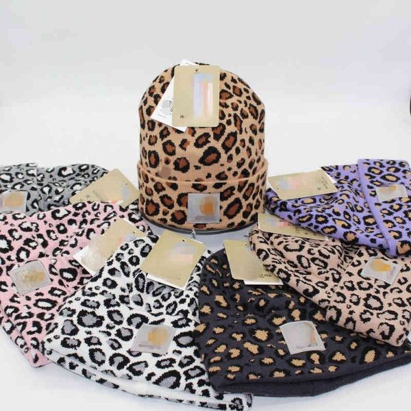 Knit Leopard Impresso Chapéus de Lã Macio Qualidade Designer Nome Marca De Tricô Beanie Beanie Beanie Bola de Cabelo Removível do Cliente