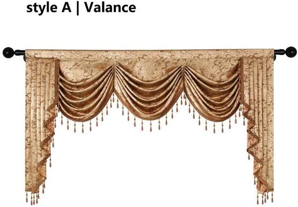 

golden jacquard swag waterfall valance luxury curtain for living room & drapes
