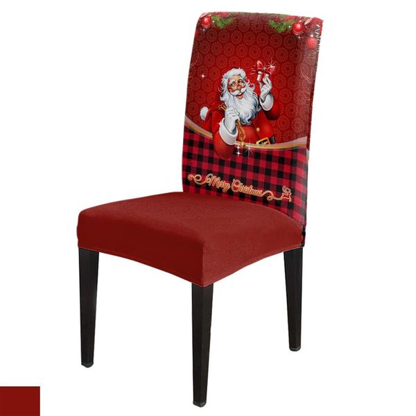 

chair covers christmas santa claus plaid gift lantern cover stretch living room for dining home decor