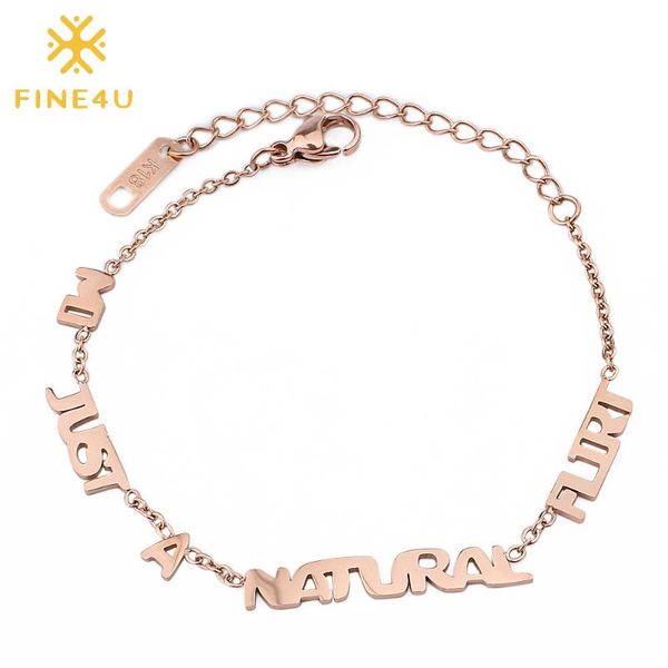 

rose gold color stainless steel link chain bracelets for women letter customized named bracelet link,, Black