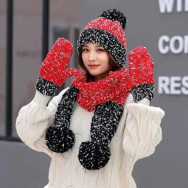 

hats, scarves & gloves sets womens winter warm knitted hat thick skull cap3 in 1 for cold weather/beanie scart and set, Blue;gray