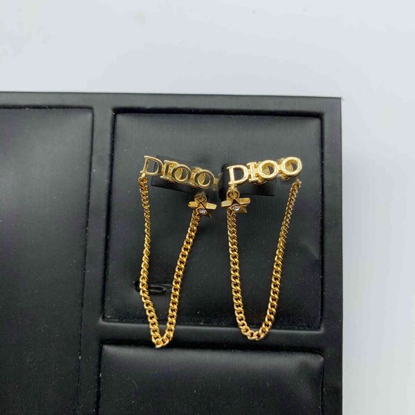 

2021 new designer classic letter five pointed star tassel earrings female net red fashion star, Golden
