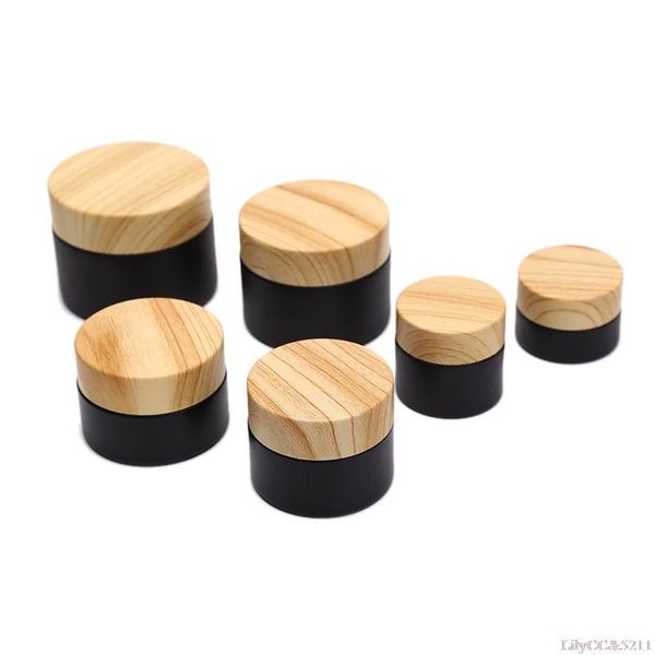 

storage bottles & jars 5-50g glass empty mini pots matte black cosmetic face cream lip containers
