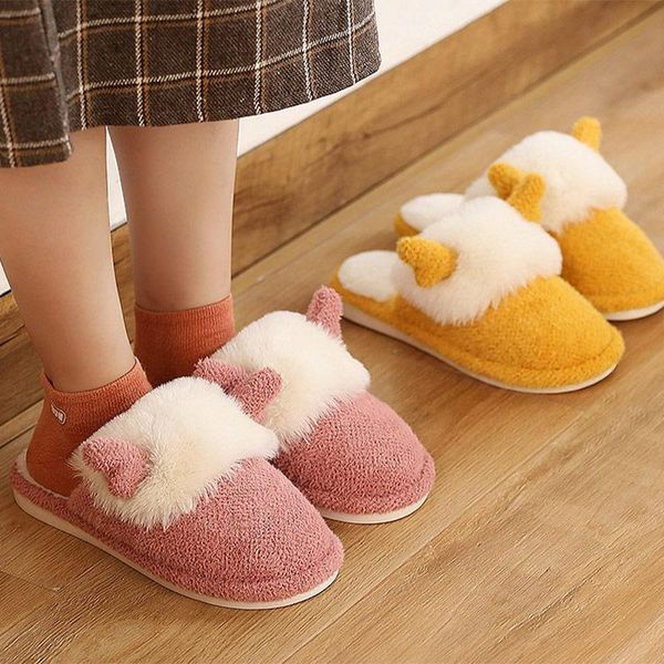 

women plush winter warm shoes ladies couple household cotton slippers non-slip platform cute female footwear 2021, Black