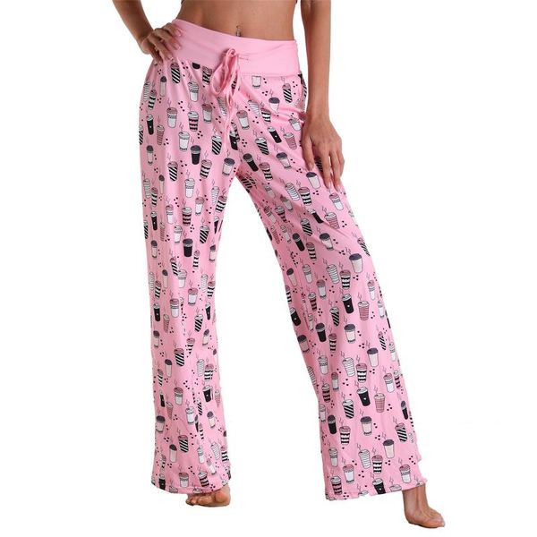 

women's pants & capris women long ladys casual high waist loose comfortable stretch printing wide leg pantalon pour femme, Black;white