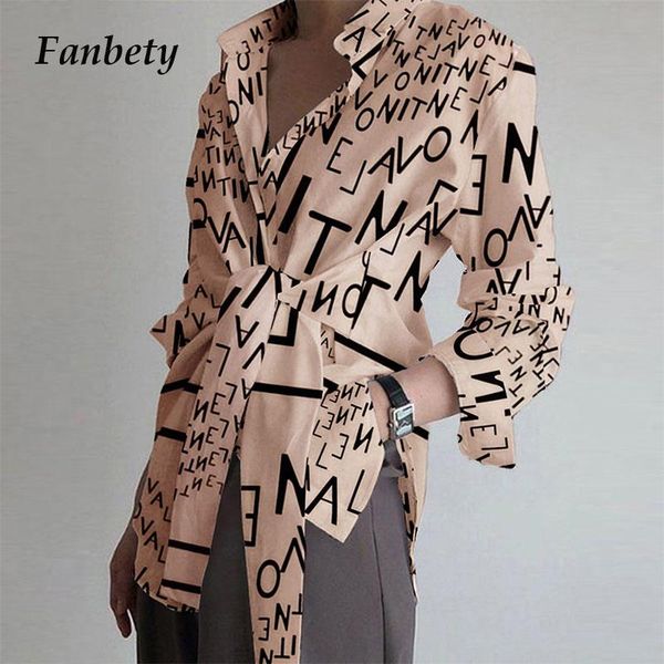 

women's blouses & shirts autumn women pineapple letter print blouse elegant turn-down collar office lady fashion casual long sleeves, White